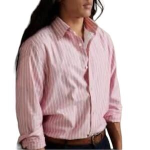 Banana Republic Raspberry Stripe Dress Shirt Medium Fine Twill Button Up
